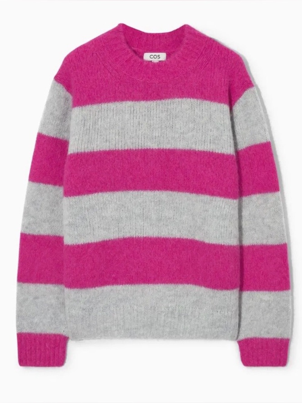 COS Oversized Alpaca Blend Pullover Sweater Pink / Gray Stripe